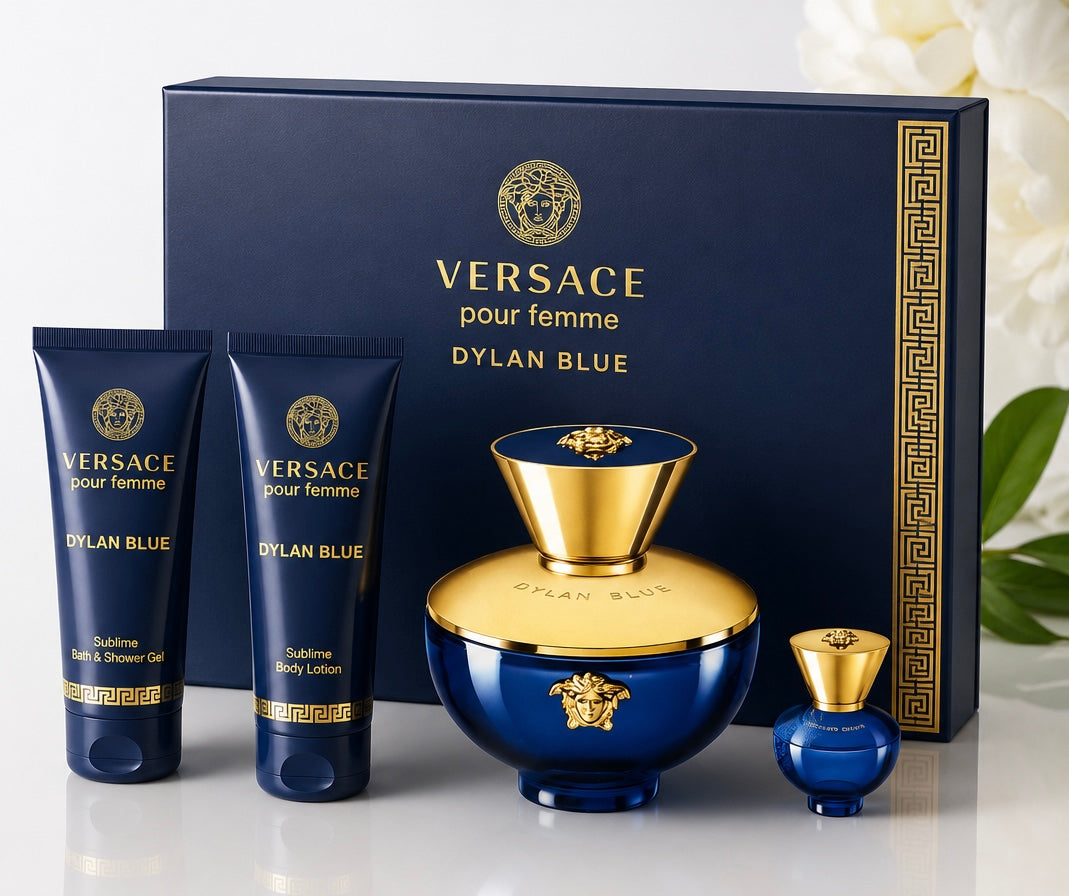 Versace Dylan Blue Pour Femme 4-Piece Gift Set – Eau de Parfum, Body Lotion & Shower Gel