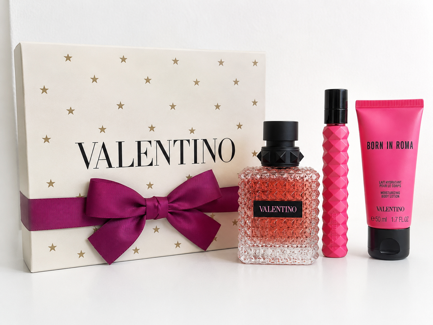 Valentino Born in Roma 3-Piece Gift Set for Women – Eau de Parfum, Travel Spray & Body Lotion