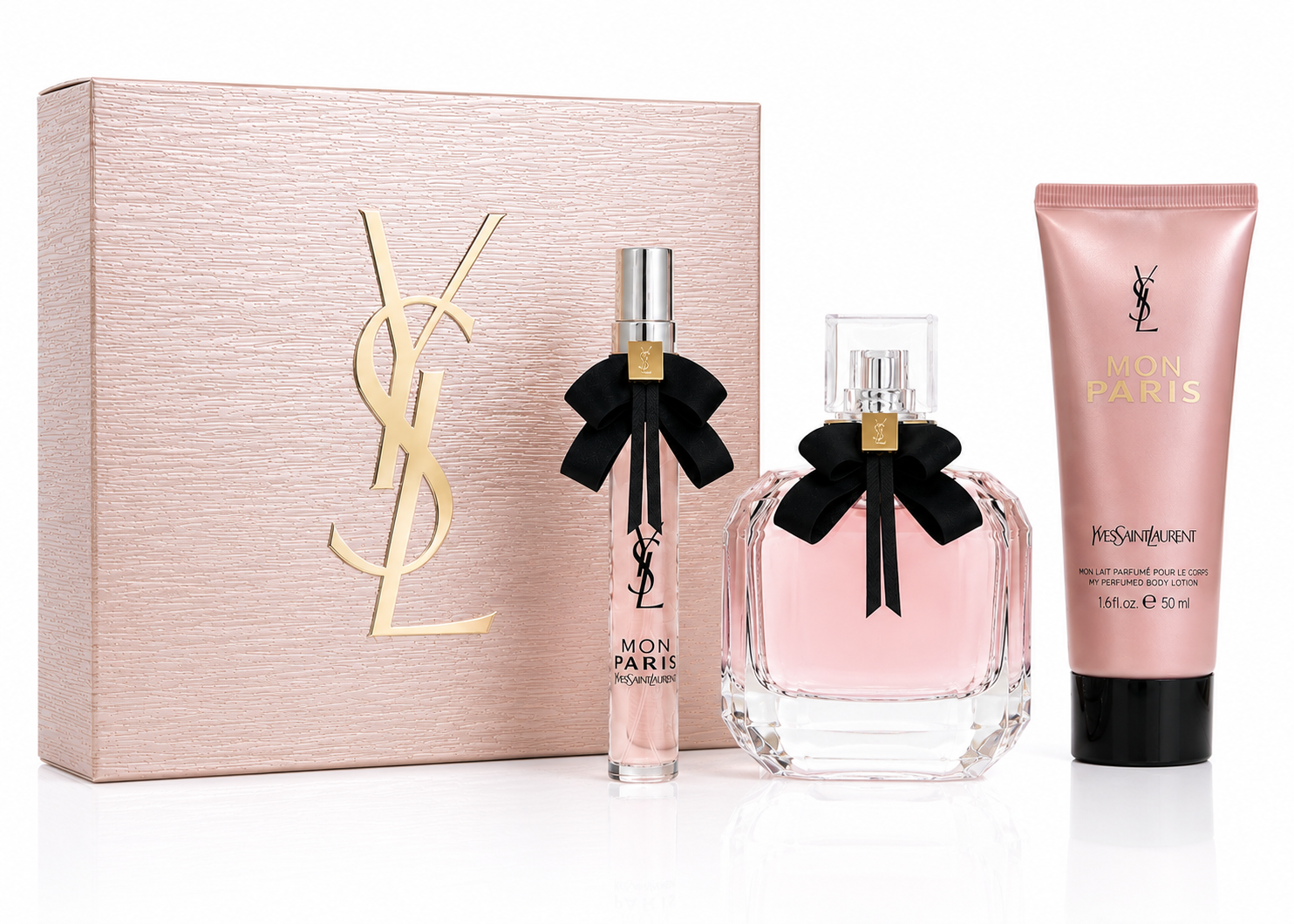 YSL Mon Paris 3-Piece Gift Set for Women – Eau de Parfum, Travel Spray & Body Lotion